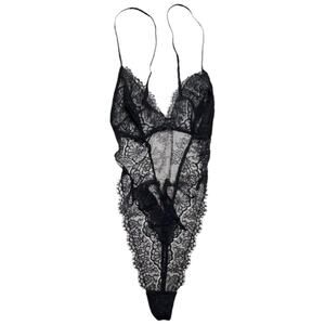 Victoria's Secret Unlined Corded Lace Teddy Black Size XL